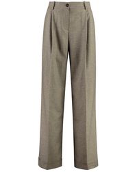 Pinko - Broeken ,Bruin ,Wol Wijde Pijpen Wollen Broek - Lyst