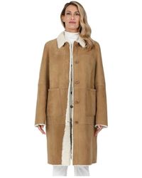 Gimo's - Lange Canadese Schapenvachtjas Met Knoopsluiting - Lyst