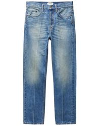 Versace - Jeans ,Blauw ,Leer Gedetailleerde Straight Jeans - Lyst