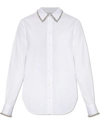 McQueen - Overhemden ,Wit ,Katoen Crystal Embroidery Shirt - Lyst