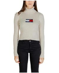 Tommy Hilfiger - Geribbelde Gebreide Coltrui Sweater Logo - Lyst
