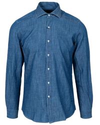 Fay - Overhemden ,Blauw ,Denim Denim Shirt - Lyst