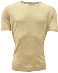 Gran Sasso - Leinen t-shirt, rundhals, sand - Lyst