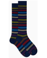 Gallo - Lange Blaue Baumwollsocken Für Herren Mit Gleichmäßigen Streifen - Lyst
