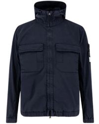 Stone Island - Jassen ,Blauw ,Katoen Stretch Jas - Lyst