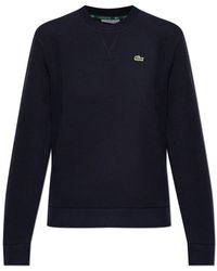 Lacoste - Hoodies & Sweatvesten ,Blauw ,Katoen Relaxed Fit Piqué Sweatshirt Met Ronde Hals - Lyst