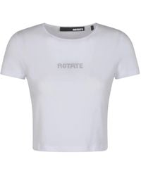 ROTATE BIRGER CHRISTENSEN - Weiße cropped logo t-shirt - Lyst