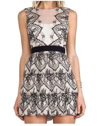 BCBGMAXAZRIA Collier Sleeveless Scalloped Lace Dress - Wit