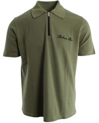 Balmain - Tops ,Groen ,Katoen Polo Met Korte Mouwen En Borduursel - Lyst