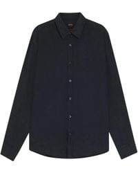 BOSS - Overhemden ,Blauw ,Linnen Linnen Shirt - Lyst