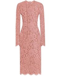 Dolce & Gabbana - Lace Floral Sheath -jurk In Roze - Lyst