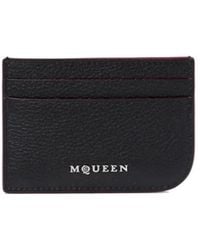 McQueen - Accessoires ,Zwart ,Stijlvolle Zwarte Leren Kaarthouder - Lyst