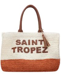 De Siena - Tassen ,Veelkleurig ,Raffia Tassen Met Leren Handvatten - Lyst