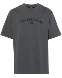 Dolce & Gabbana - Graues logo print baumwoll t-shirt - Lyst