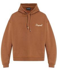 DSquared² - Hoodies & Sweatvesten ,Bruin ,Katoen Hooded Sweatshirt - Lyst
