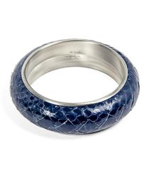Bottega Veneta - Blaues silbernes schlangenlederarmband - Lyst