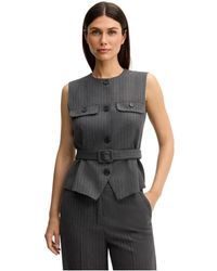 Joop! - Gilet Met Fijne Streep En Ceintuur - Lyst