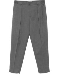 BRIGLIA - Grijze Geplooide Knoopsluiting Broek - Lyst
