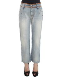 John Galliano Boyfriend Fit Cropped Jeans - Blauw