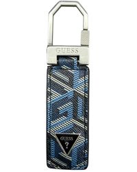 Guess - Accessoires ,Blauw ,Leer Ederlo G Cube Logo Sleutelhanger - Lyst