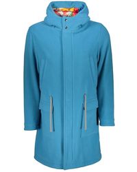 Herno - Jassen ,Blauw ,Wol Jas Met Verstelbare Capuchon - Lyst