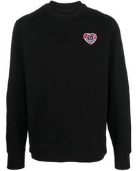 Moncler - Felpa in cotone con logo-patch a cuore nero - Lyst
