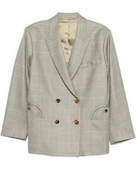 Blazé Milano - Jassen ,Grijs ,Wol Gekruid Double-Breasted Blazer - Lyst
