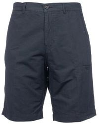 Aspesi - Korte Broeken ,Blauw ,Katoen Katoen Linnen Bermuda Slim Fit - Lyst