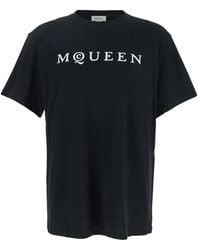 McQueen - Zwarte Katoenen Kleding T-Shirts - Lyst