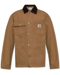 Carhartt - Jassen ,Bruin ,Katoen Jas Met Ribfluwelen Kraag - Lyst