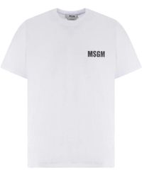 MSGM - Tops ,Wit ,Katoen Wit Optisch Katoenen T-Shirt - Lyst