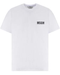 MSGM - Tops ,Wit ,Katoen Wit Optisch Katoenen T-Shirt - Lyst