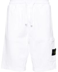 Stone Island - Shorts bianchi con tasche e vita elastica - Lyst