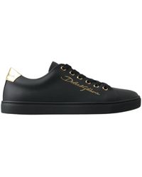 Dolce & Gabbana - Schwarze und goldene leder klassische sneakers - Lyst