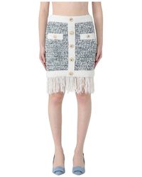 Balmain - Mini-Rock Aus Tweed Mit Fransen - Lyst