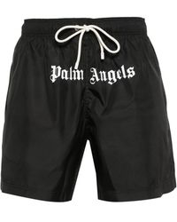 Palm Angels - Shorts da mare neri con stampa logo - Lyst