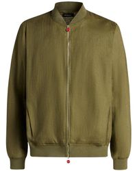 Kiton - Jassen ,Groen ,Leer Pure Linen Jacket Met Rits - Lyst