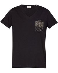 Liu Jo - Rhinestone V-Ausschnitt T-Shirt - Lyst