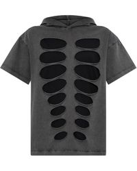AVAVAV - Tops ,Grijs ,Katoen Hooded T-Shirt Met Cut-Outs - Lyst
