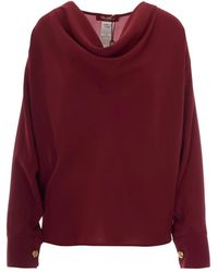 Max Mara - Overhemden ,Rood ,Polyester Cady Blouse - Lyst