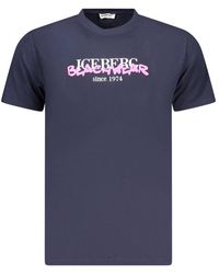Iceberg - Tops ,Blauw ,Katoen Neon T-Shirt Met Korte Mouwen - Lyst