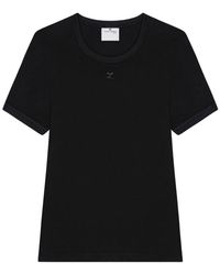 Courreges - Tops ,Zwart ,Zwarte Top Met Ronde Hals - Lyst