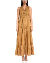 Pinko - Kleedjes ,Bruin ,Katoen Maxi Jurk - Lyst