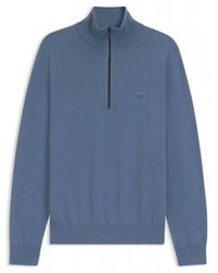 HUGO - Truien & Vesten ,Blauw ,Katoen Kanobix Half Zip Sweater - Lyst