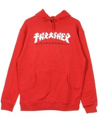 Thrasher - Hoodies & Sweatvesten ,Rood ,Godzilla Rood/Wit Hoodie - Lyst