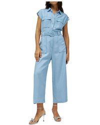 Salsa Jeans - Jumpsuits & Playsuits ,Blauw ,Denim Denim Jumpsuit Met Uitlopende Pijp - Lyst