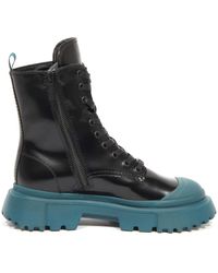Hogan - Schoenen ,Zwart ,Leer Anfibio Laarzen Met Rubberen Neus - Lyst