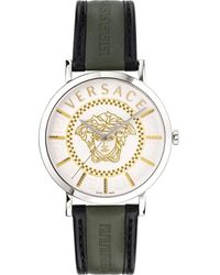 Versace - V-essential orologio cinturino in pelle - Lyst