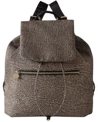 Borbonese - Tassen ,Zwart ,Leer Eco Line Medium Rugzak - Lyst