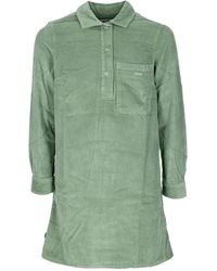 Obey - Samt Hemdstil Kleid Mit Tasche - Lyst